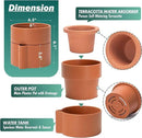 Phoenix Vine 6.5 Inch Self-Watering Planter Pot with Terracotta Insert, Deep Water Reservoir, and Ceramic-Alike BPA-Free Plastic Pot for Plant, Modern Planter for Houseplants, Terracotta, 53-A-S-3 by CozyNest Decor