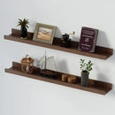 SAUMONIERES Picture Ledge Shelf Floating Book Shelves Set of 2 Wall Mounted Solid Wood for Bedroom Bathroom Living Room Kitchen, 36 Inch Walnut by CozyNest Decor
