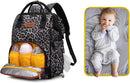 Wrangler Leopard Print Backpack Multifunction Baby Travel Bag with Changing Pad, Stroller Straps and Pacifier Case WG2204-91103LP-BK by TinyTreasures Baby Boutique