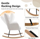 NIOIIKIT Nursery Rocking Chair Teddy Upholstered Glider Rocker Rocking Accent Chair Padded Seat with High Backrest Armchair Comfy Side Chair for Living Room Bedroom Offices (Ivory Teddy) by TinyTreasures Baby Boutique