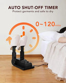 FORLIM Boot Dryer for Work Boots, Shoe Dryer with Heat Blower, Glove Dryer & Boot Warmer - 180° Adjustable Dry Rack - Telescopic Bendable Dry Ports - Intelligent Timer - Black by CozyNest Decor