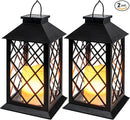 Homemory Solar Lanterns Outdoor Waterproof Hanging with Flickering Flameless Candles, 2 Pack 13'' Garden Outdoor Lantern Decorative for Patio Front Porch Backyard Balcony Cabin Outside Table(Black) by GreenHaven Gardens