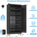 Metal Garage Storage Cabinet with Wheels & Pegboard, Lockable Metal Storage Cabinets with 2 Doors&5 Adjustable Shelves for Garage&Home,Assembly Required,Black 71''H x32''W x16''D