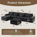 HOOOWOOO Modular Sectional Couch Sofa,128X61 U L Shaped Oversized Couch Sets Free Combination,6 Pieces Extra Deep Sofa with Ottomans for Living Room(Black Corduroy) by CozyNest Decor