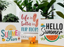 Summer Decor for Home Hello Summer Tiered Tray Decor 3 Pcs Wood Decorative Signs Table Desk Shelf Decoration by CozyNest Decor