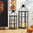 Glitzhome Farmhouse Oversized Wood Metal Lanterns Decorative Hanging Candle Lanterns Set of 2, Black (No Glass) by CozyNest Decor