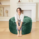 Bean Bag Chairs for Adults - Memory Foam Furniture BeanBag Chair - Kids/Teens Sofa with Soft Micro Fiber Cover - Round Fluffy Couch for Living Room Bedroom College Dorm - 3 ft, Green by CozyNest Decor