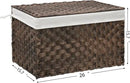 Wicker Storage Basket with Lid, 27.7 Gallon (105L) Large Blanket Basket with Lid, Woven Storage Bin with Handles, Removable Liner, Metal Frame, Foldable, for Bedroom, Laundry Room, Brown by CozyNest Decor