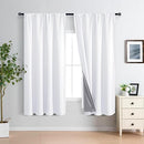 XWZO 100% Blackout Curtains 63 Inches Long - Rod Pocket Noise Reducing & Energy Efficiency Extra Wide Window Draperies with Black Liner for Bedroom/Living Room, White, W60 x L63, Set of 2 by TinyTreasures Baby Boutique