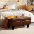 Ottoman Rectangular Storage Ottoman Bench, Faux Leather Footrest, Coffee Table, Stool Footstool with Hinged Lid for Living Room, Bedroom, Entryway, Brown, 28.5"x19"x17.5" by CozyNest Decor