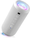 Ortizan Portable Bluetooth Speaker: IPX7 Waterproof, 24W Loud Sound, Deep Bass, Bluetooth 5.3, LED Lights, Wireless Stereo Pairing, 30H Playtime, for Home/Outdoor/Party/Beach, Birthday Gift (White) by TinyTreasures Baby Boutique
