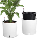 Tall Round Planter Set of 2, 19.5‘’ H x 19.9" Dia Large Planters for Indoor Plants with Built-in Drainage and a Water Level Monitor and Wheels for Patio, Porch, Living Room, or Home Office, White by CozyNest Decor
