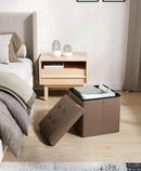 15 Inches Small Folding Storage Ottoman Cube, Storage Footrest, Foot Rest Stool, for Living Room, Bedroom, Dorm, Hallway, Entryway, Brown by CozyNest Decor