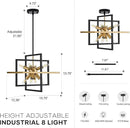 15.8'' Black Gold 8-Light Sputnik Chandelier Modern Industrial Adjustable Hanging Geometric Pendant Light Fixture for Entryway Foyer Stairway Hallway Bedroom Living Room Kitchen Island by CozyNest Decor