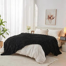 Lotus Karen Faux Fur Blanket - Black Twin Size, Big Bubble Rabbit Fluff, 60x80 Inches by CozyNest Decor