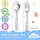 10-Piece Toddler Flatware, Kids Utensils Stainless Steel Cutlery Set, Children Safe Spoons and Forks with Ergonomic Handle, Easy to use and Dishwasher Safe (Crocodile and Bear) by TinyTreasures Baby Boutique