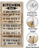 Hanging Kitchen Rules Wood Decor Sign, Rustic Kitchen Wooden Signs, Printed Wood Wall Art Sign, Kitchen Door Rules Rustic Sign, Hanging Wood Sign Kitchen Decor, Funny Farmhouse Kitchen Wall Décor E1 by CozyNest Decor