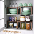 Cabinet Organizer Shelf(Set of 2),Kitchen Counter Shelves,Bamboo Spice Rack Countertop and Cabinet,Stackable Expandable,Medium(Brown) by CozyNest Decor