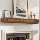60x8x5 Fireplace Mantel - Handcrafted Hollow Rustic Solid Wood Wall Mounted Floating Shelf with Invisible Heavy Duty Wood Bracket (Weathered Brown) by CozyNest Decor