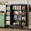 51" H Metal Kitchen Pantry Storage Cabinet, Freestanding Cupboard Storage Cabinet with Doors and Adjustable Shelves, Large Stand Up Food Cupboard for Living Room, Dinning Room, Black by CozyNest Decor