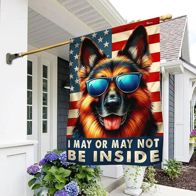 American Flag-Funny German Shepherd Dog American Flag TQN2748F, House Flag (29.5" x 39.5")-USA Flags Premium Polyester-Decorative Indoor Outdoor Flag