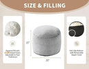 Boho Ottoman Living Room Furniture 20"x15" Large Round Ottomans Pouf Couch Foot Rest Grey Pouf Ottoman Foot Rest with Foam Chunk Filling Pouffe Ottomans Stuffed Foot Rest Poufs for Couch by CozyNest Decor