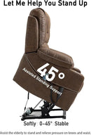 Large Power Lift Chairs Recliners for Elderly with Heated and Massage, Upgraded Dual Motor Lay Flat Recliners, 25in Extra Wide Seat, Cup Holder, Side Pocket…, Brown/Breathing Leather by CozyNest Decor