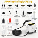 Steam Cleaner, Multipurpose Portable Canister Steamer，Portable Steam Cleaner with 27Accessories, 3 Minutes Fast Heating，for Floors, Windows,Mirrors,kitchens, Glass,Grout and Cars (White) by TinyTreasures Baby Boutique