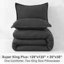 Litanika Dark Grey Oversized King Comforters Super King Plus Size, 3 Pieces Lightweight Solid Bedding Comforter Set, All Season Fluffy Bed Set (128x120In Comforter & 2 Pillowcases) by CozyNest Decor