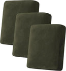 H.VERSAILTEX Velvet Stretch Couch Cushion Cover Plush Cushion Slipcover for Chair Loveseat Sofa Cushion Furniture Protector Seat Cushion Sofa Cover (3 Piece Sofa Cushion Covers, Olive) by CozyNest Decor