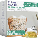 The Clean People Laundry Detergent Pods - Hypoallergenic Laundry Pods - Ultra Concentrated, Recyclable Packaging, Stain Fighting - Fresh Scent, 32 Pack by TinyTreasures Baby Boutique