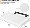 Fun Memories 16 Inch Floating Shelves - Deep Rustic White Wooden Wall Shelves - Extra Deeper & Thicker Wall Mounted Storage Shelf for Bedroom, Kitchen, Farmhouse - 2 Pack, Rustic White by CozyNest Decor