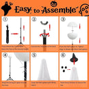 2 Packs Halloween Ghost Outdoor Decorations, 59” Light Up Ghost Decor with Remote Control, Adjustable Height Standing Halloween Lighted Ghost Kit with Witch Hat Ideal for Porch, Garden, Yard by CozyNest Decor