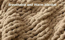 Chunky Knit Throw Blanket, 60''*80'' Knitted Throw Chenille Yarn for Bed Couch, Handmade Light Brown Crochet Big Thick Blanket, Machine Washable Cute Comfy Blanket for Home Decor by CozyNest Decor