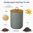 Large Ceramic Storage Jars, Modern Elegant Highly Polished Airtight Gorgeous Storage Canisters with Wooden Lid Food Storage Jar for Kitchen Spice Tea Vanilla Sugar Coffee Beans (Light grey) by CozyNest Decor
