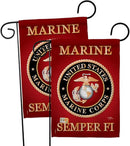 Marine Corps Garden Flag - 2pcs Pack Armed Forces USMC Semper Fi United State American Military Veteran Retire Official - House Decoration Banner Small Yard Gift Double-Sided Made In USA 13 X 18.5 by GreenHaven Gardens