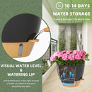 ZMTECH 12 Inch Hanging Planters for Indoor Outdoor Plants, 2 Pack Self Watering Hanging Plant Pots with Drainage Hole, Visual Reservoir, Plastic Flower Hanging Pots with Watering Lip (Black) by CozyNest Decor