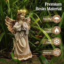 Angel Garden Statue,Memory Guardian Solar Garden Decor with Warm Light,Waterproof Praying Angel Statue with Garland,Outdoor Garden Decor Sculpture for Lawn Yard Patio,Sympathy Gift,Apricot Pink by GreenHaven Gardens