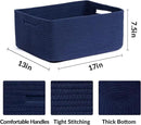 Large Storage Baskets for Shelves, Closet Organizers Bins for Clothes Blanket Towels, Baby Nursery, Toy Baskets Box, Woven Rope Baskets, 17 x 13 x 7.5”, 3 Packs Navy Blue by CozyNest Decor