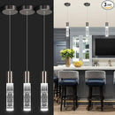 OKELI Modern Pendant Lights, LED Bubble Crystal Kitchen Island Lights Fixtures, Black Mini Single Pendant Lighting for Kitchen Island Bar,6W,6000K, ETL,3Pack by CozyNest Decor
