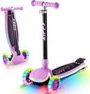 ZIFFY 3-Wheel Light-Up Kids Scooter, Kids Balance Scooter for Boys Girls with 20 Dynamic LED Lights, 4 Adjustable Height, Lean-to-Steer Design with Anti-Slip Wide Surface for Stability - Up to 110LBS by TinyTreasures Baby Boutique