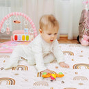 Boho Rainbow Baby Play Mat 50" X 50" Playpen Mat Thicken One-Piece Baby Crawling Mat Non-Slip Cushioned Baby Floor Mat Activity Playmats for Infants, Babies, Toddlers (50X50, Letters+Number) by TinyTreasures Baby Boutique