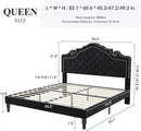 Allewie Queen Velvet Bed Frame with Adjustable Headboard, Wooden Slats, No Box Spring Needed, Easy Assembly, Black by CozyNest Decor