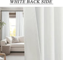 Ivory White Curtains 84 Inch Length 2 Panels for Living Room Curtain for Bedroom Window Total Blackout Off White Drapes 84 Long Boho Farmhouse Linen Black Out Thermal Insulated Curtain Back Tab Pocket by CozyNest Decor