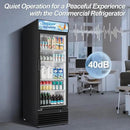 Tylza Commercial Refrigerator with Glass Door Display Beverage Fridge, 11.15 Cu Ft Upright Beverage Cooler Merchandiser with Replaceable Advertising Light Board, Rebound Door, Fast Cooling, Black by CozyNest Decor