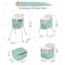4 in 1 Portable Baby High Chair,Convertible Highchair for Babies and Toddlers-Foldable Infant Booster Seat,Carry Small Box,Dining Chair,Toddler High Chair with 5-Point Harness,Removable Tray-Green by TinyTreasures Baby Boutique