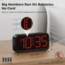 Battery Operated Digital Clock: Cordless Small Alarm Clock for Bedroom Travel - Large Numbers 4 Dimmers for All Ages Red Digits by TinyTreasures Baby Boutique