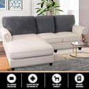 PrinceDeco Sectional Couch Covers Velvet Cushion Covers for Sectional Couch Cushion Covers for Sectional Sofa Separate Sectional Sofa Slipcovers Washable(1 Chaise Back+ 2 Sofa Back,Grey) by CozyNest Decor