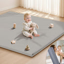 Baby Play Mat 47x47 Inches, Extra Thick 1.2" Foam Floor Mat for Tummy Time & Crawling, Waterproof Non-Slip Faux Leather Playpen Mat for Infants Toddlers, Indoor Outdoor Gym Activity, Gray by TinyTreasures Baby Boutique