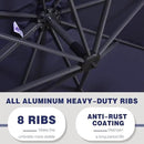 PURPLE LEAF 9' X 11.5' Cantilever Outdoor Rectangle Umbrella Patio Umbrella with Base Offset Umbrella with 360-degree Rotation for Garden Pool Deck Patio Navy Blue by GreenHaven Gardens